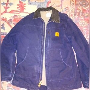 Mens navy blue carhartt jacket large tall